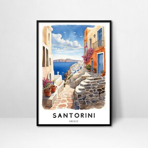 Santorini Art Printable, Santorini Travel Poster Digital Download, Santorini Wall Art, Wall Decor, Home Decor, Greece, House Warming Gift