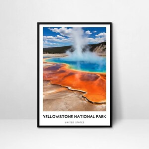 Yellowstone National Park Art Printable, National Park Travel Poster Digital Download, US National Park Wall Art Wall Decor Home Decor, Gift