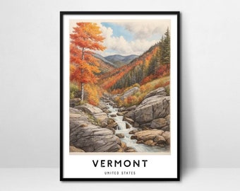 Arte del follaje de otoño imprimible, descarga digital del cartel del follaje de otoño de Nueva Inglaterra, arte de la pared del follaje de otoño, decoración de la pared del follaje de otoño, decoración del hogar