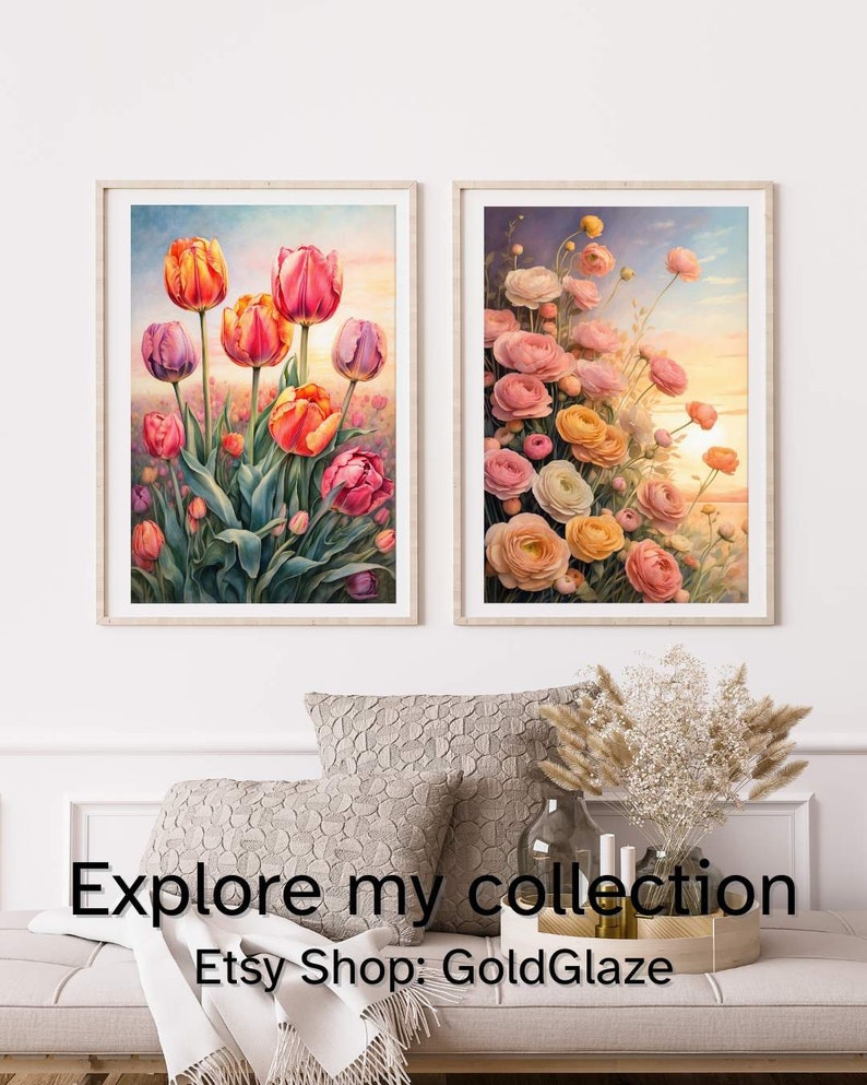 Tulip Flowers Wall Art Printable, Flowers Poster Digital Download ...