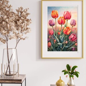 Tulip Flowers Wall Art Printable, Flowers Poster Digital Download ...