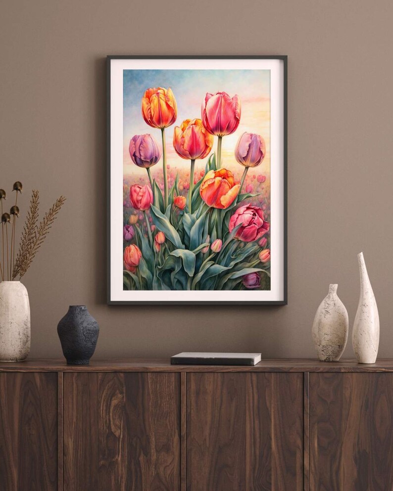 Tulip Flowers Wall Art Printable, Flowers Poster Digital Download ...