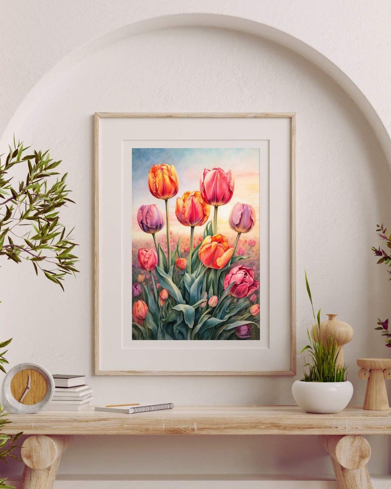 Tulip Flowers Wall Art Printable, Flowers Poster Digital Download ...
