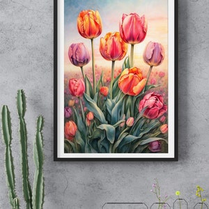 Tulip Flowers Wall Art Printable, Flowers Poster Digital Download ...