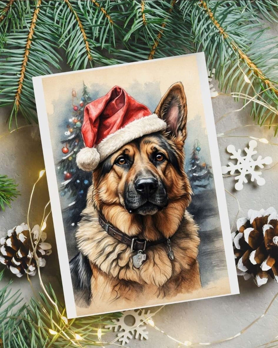 Christmas German Shepherd Christmas Art Digital Download, Christmas ...