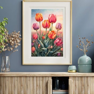 Tulip Flowers Wall Art Printable, Flowers Poster Digital Download ...