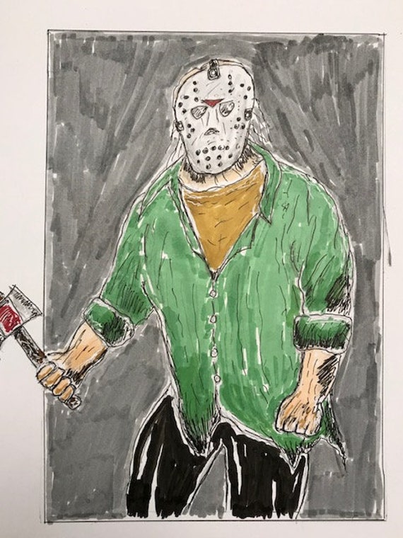 Original Jason Voorhees Marker Ink Sketch Etsy