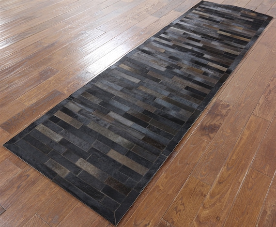 Hand Stitched Cowhide Runner Rug Cow Hide Brown Black Cowhide Etsy