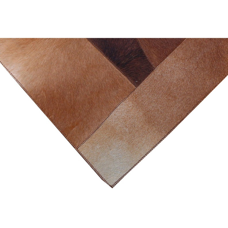 Hand Stitched Modern Brown Cowhide Runner Rug Cow Hide Cow Etsy