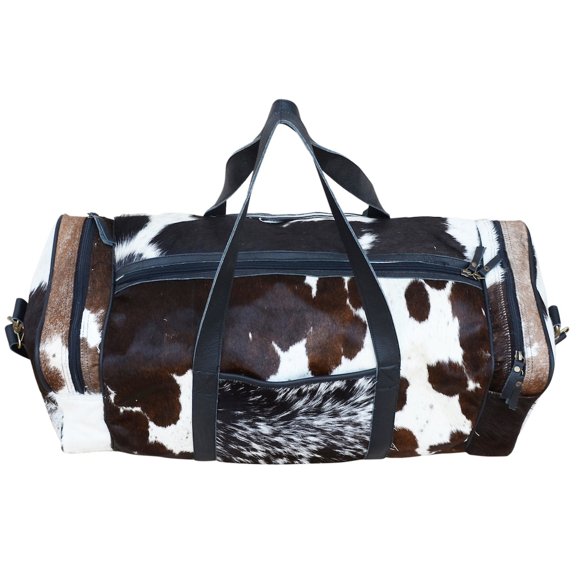 Cowhide Leather Duffel Bag Large Cow hide Travel Tri color Cow Etsy