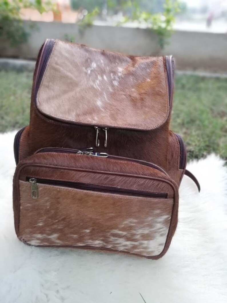 cowhide backpack with fringe