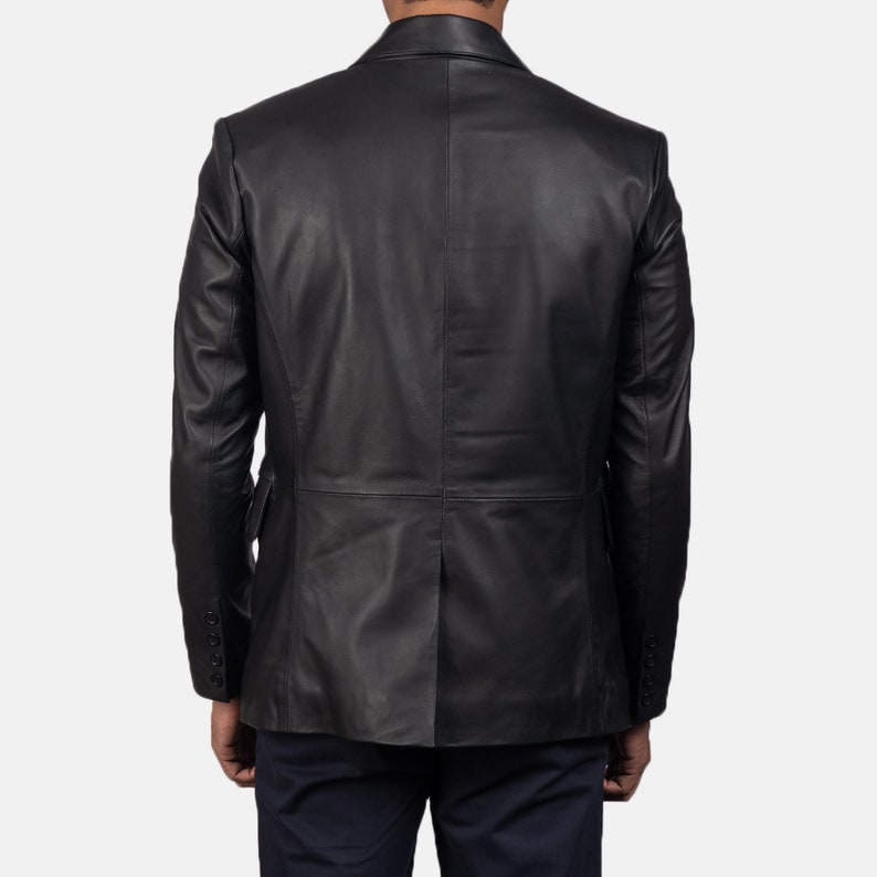 Top Quality Jackets for Winter Mens Black Leather Blazer Jacket Hand Made Black Leather Black With Notch Collar Mens leather Jacket