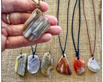Natural Agate Palm Stone Necklace