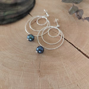 Nora, diamond silver rings and round purple blue crop beads. PTEP jewel for christmas gift or birthday woman