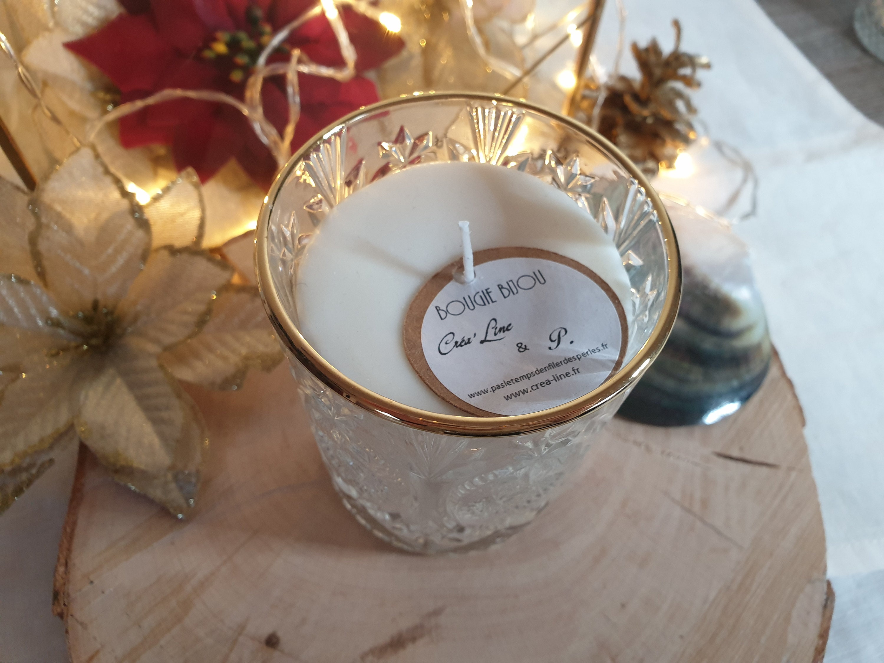 Bougie Bijoux en Cire de Soja Crea'line avec Un Bijou Pas Le Temps d'enfiler Des Perles, Argent, Gol