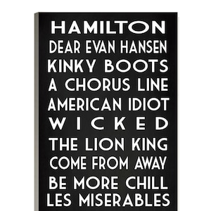 Custom Broadway Art- Custom Broadway Musical Theater Subway Typography Word Art- Broadway Musicals Gallery Wrap Canvas- Broadway Decor