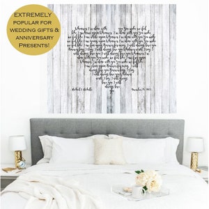 Wedding Song Lyric Art- Anniversary Gift for Him -Custom Song Lyrics Wall Art -Anniversary Gift for Wife -Personalized Gifts for Couple