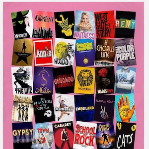 Custom Broadway Musical Theater Fan Blanket- customize with favorite musicals- Broadway montage- gift for Actor or Actress- Broadway Fan