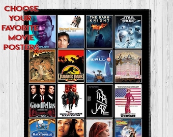 Custom Movie Poster Fan Blanket- customize with your favorite movies- Classic Movies- Oscar Winners- Custom Favorite Movies Blanket