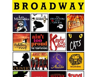 Broadway Musical Tribute Art- CUSTOM BROADWAY POSTER - 25 Shows Broadway, Musical Theatre, Instant Digital Download, Wall Art Print, 16x20