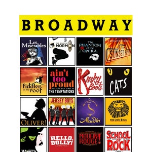 Broadway Musical Tribute Art- CUSTOM BROADWAY POSTER - 25 Shows Broadway, Musical Theatre, Instant Digital Download, Wall Art Print, 16x20