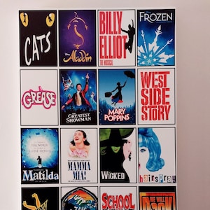 Broadway Musical Theatre Art- Custom Broadway Art- Gallery Wrapped Canvas with Broadway Musical Theater Shows - 16 Broadway Shows