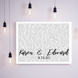 Póster de canción, arte de pared con letras de canciones, regalo de primer baile personalizado para aniversario, primer aniversario personalizado, regalo de boda