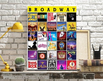 Broadway Musical Theatre Art- Custom Broadway Art- Gallery Wrapped Canvas with Broadway Musical Theater Shows - 30 Broadway Shows