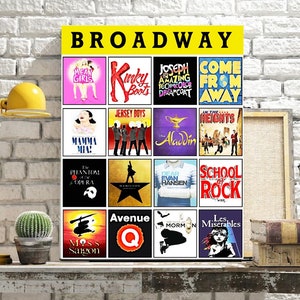 Broadway Musical Tribute Art- CUSTOM BROADWAY POSTER - 16 Shows Broadway, Musical Theatre, Instant Digital Download, Wall Art Print, 16x20