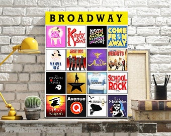 Broadway Musical Tribute Art- CUSTOM BROADWAY POSTER - 16 Shows Broadway, Musical Theatre, Instant Digital Download, Wall Art Print, 16x20