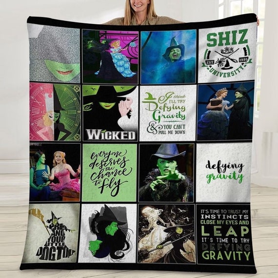 Custom Wicked Broadway Art Blanket - "Wicked" the musical- inspired Fan Sherpa Blanket- Gift for Fans of  "Wicked" movie