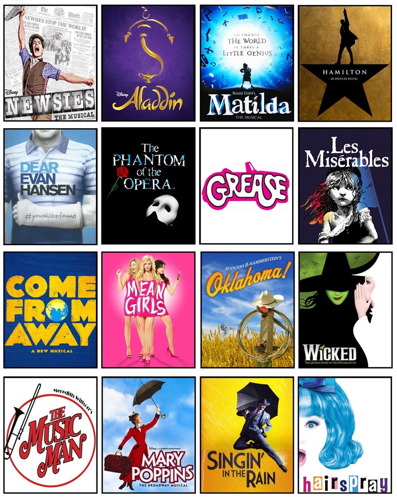 Musical Theatre Tribute Art- CUSTOM BROADWAY POSTER - 16 Shows Broadway ...