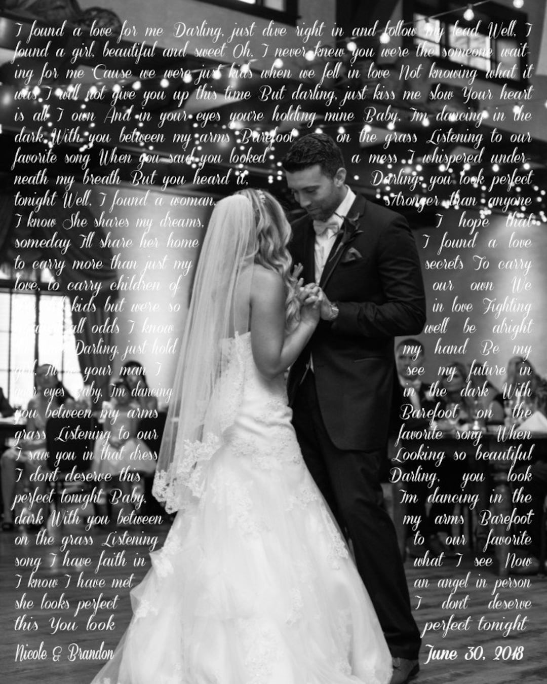 Photo Song Lyrics First Dance Wedding Personalized Favorite Song Canvas
