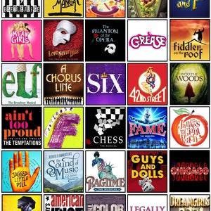 Broadway Musical Tribute Art- CUSTOM BROADWAY POSTER - 30 Shows Broadway, Musical Theatre, Instant Digital Download, Wall Art Print, 16x20