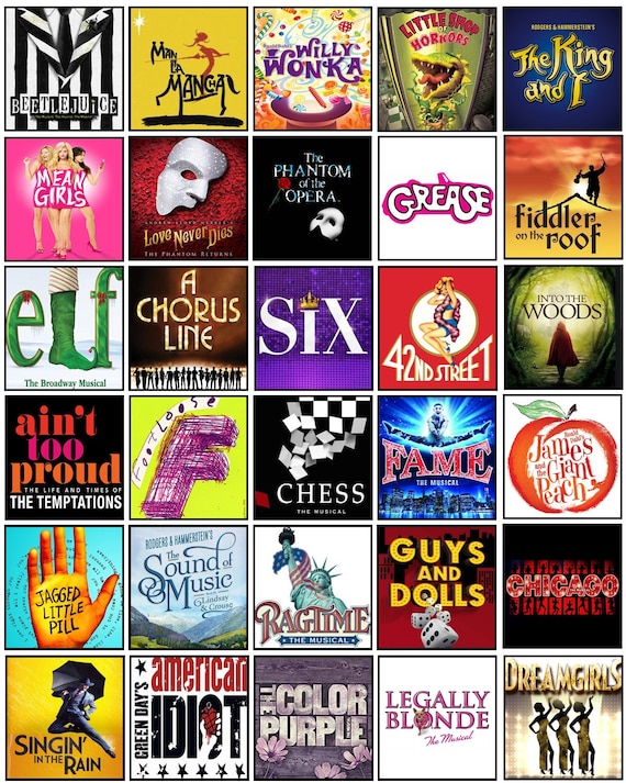 Broadway Musical Tribute Art CUSTOM BROADWAY POSTER 30 Shows Broadway Musical Theatre Instant Digital Download Wall Art Print 16x20 Etsy