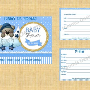Libro de firma Baby Shower niño personalizado, ducha para mamá, fiesta de nacimiento
