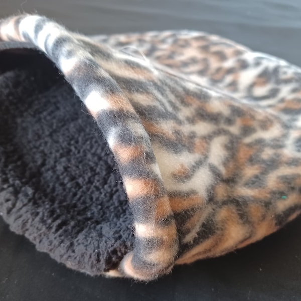 XL Guinea Pig Bed - Hamster Bed - Hedgehog Bed - Rat Bed - Small Animal Bed - Burrow Bed -  Sleep Sack- size XL Mini Pet-Nest- Leopard Print