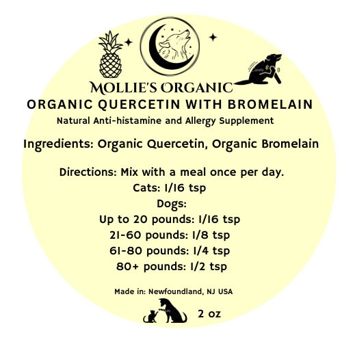 Organic Quercetin With Bromelain for Cats and Dogsallergy Supplement