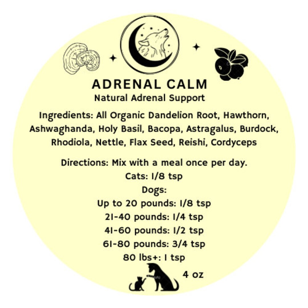 Adrenal Calm for Dogs and Cats cushing's Disease Lower Etsy