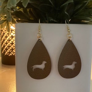 Dachshund Faux Leather Earrings