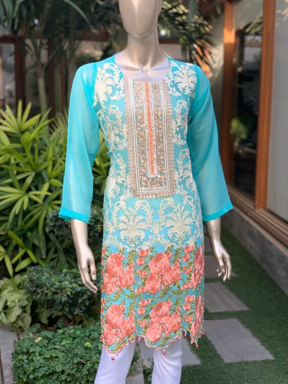 pure chiffon kurtis