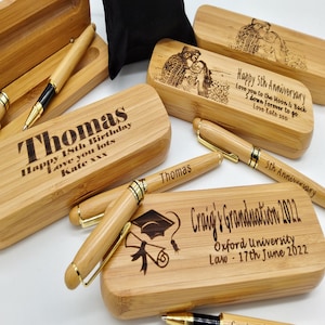 Gepersonaliseerde gegraveerde houten balpen Box Gift Set opa cadeau afstuderen houten pen verjaardag cadeau vriendje cadeau man cadeau Londen