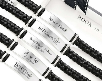 engraved bracelet personalised Men Bracelet - Gift for Boyfriend, Husband Brother Father Uncle Godfather Son Men Bracelet Bracelet christmas