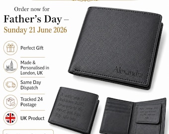 Personalised Mens Leather Wallet Engraved Father’s Day Gift for Dad Grandad