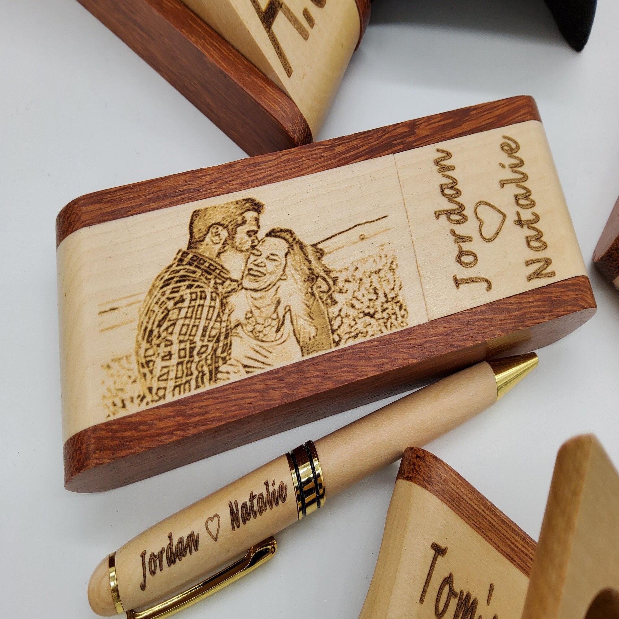 Personalized Engraved Wood Pen Box Gift Set: Graduation Anniversary ...