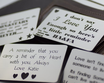 Personalized Engraved Wallet Insert: Heartfelt Keepsake Gift christmas grandad son boyfriend