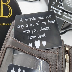 Mens SILVER Wallet Inserto Tamaño de tarjeta de crédito Regalo personalizado amor negro cumpleaños novio esposo aniversario día del padre grabado todo
