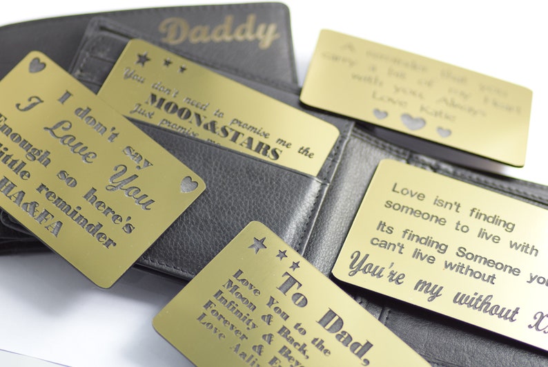 Mens Gold Wallet Insert Credit Card Sized Personalised Gift Etsy