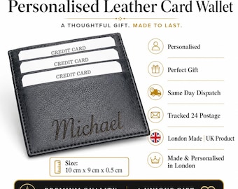 Personalised Leather Card Holder Father’s Day Gift for Dad Grandad Engraved