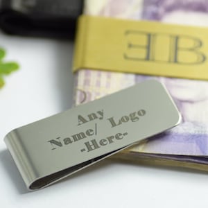 Geldclip heren goud zilver gegraveerd staal gepersonaliseerde munthouder cadeau verjaardag vaderdag portemonnee gepersonaliseerd logo bruiloft uniseks